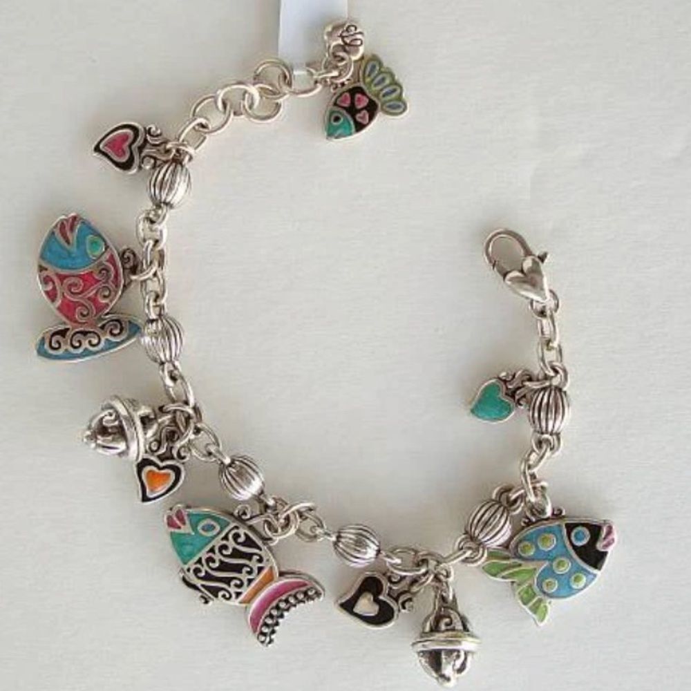 Brighton Lil Sea Fantasy silver‎ and multi colored fish charm bracelet